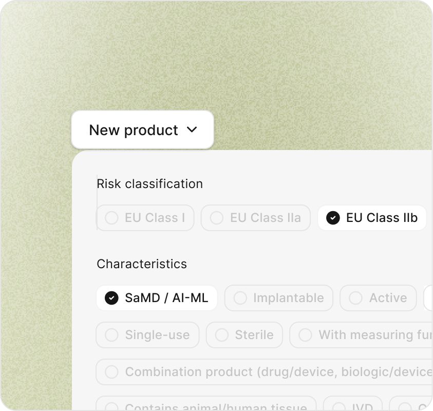 Client device portfolio setup with risk classification badges