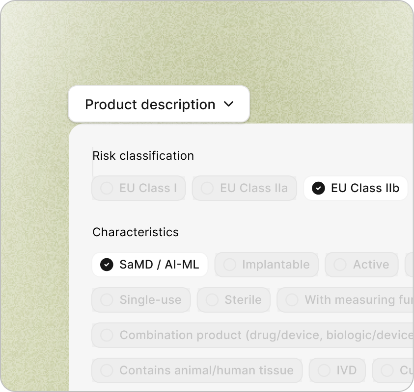 Device portfolio setup with classification and intended use fields